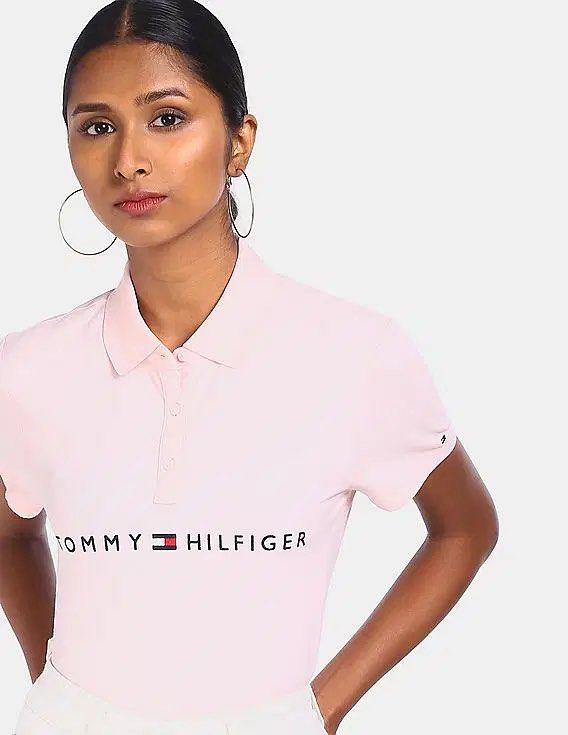 Polo Dress Tommy Hilfiger Light Pink Dress Adaptive Flag