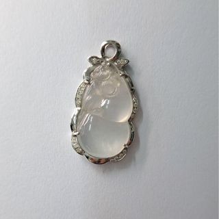 18K白金伴鑲鑽石冰種玉像吊墜 掛件 18K White Gold Diamond Icy Jade Pendant64207022960641110