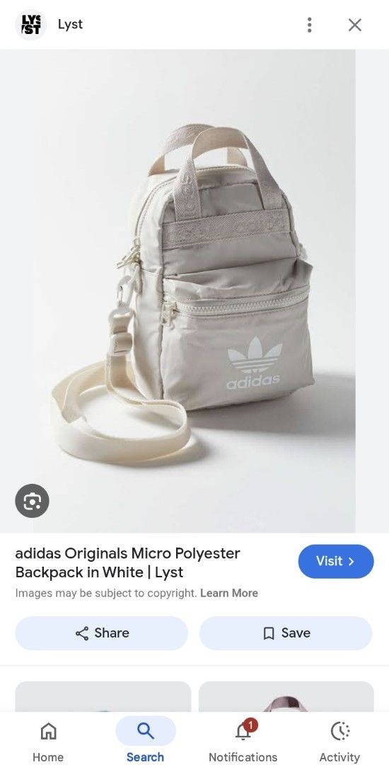 Adidas Mini Convertible Sling - Backpack (Category: Backpacks) located in Umingan. Submitted by sndra12 (Listing ID 1377501106, Image 1). Description: Loc: Pangasinan Courier: JnT SF: shouldered by the buyer.