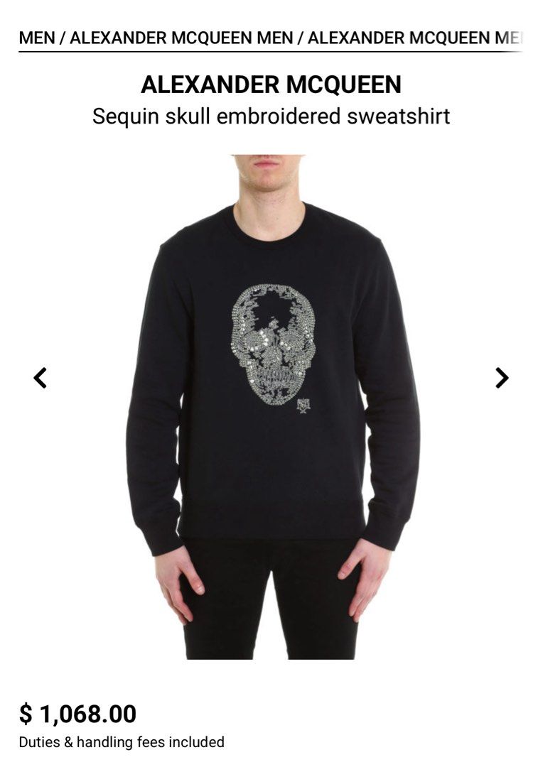 ALEXANDER MCQUEEN Sequin skull embroidered sweatshirt (Category: Luxury Apparel) located in Manila. Submitted by fashion_alpha (Listing ID 1377552505, Image 1). Description: ALEXANDER MCQUEEN Sequin skull embroidered sweatshirt Fits Medium.