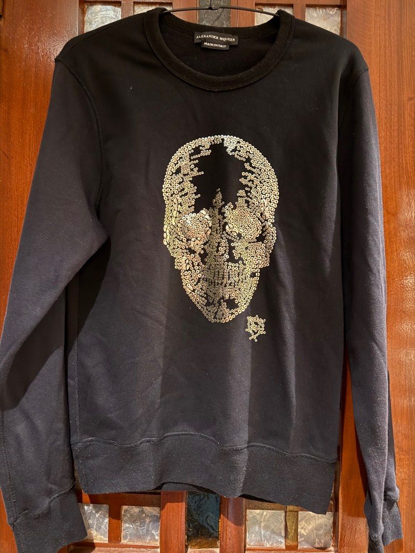 ALEXANDER MCQUEEN Sequin skull embroidered sweatshirt (Category: Luxury Apparel) located in Manila. Submitted by fashion_alpha (Listing ID 1377552505, Image 2). Description: ALEXANDER MCQUEEN Sequin skull embroidered sweatshirt Fits Medium.