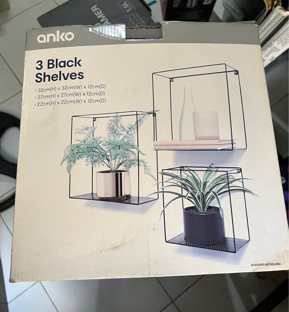 Anko 3 Black Wall Mounted Shelves (Category: Office Furniture & Fixtures) located in Manila. Submitted by itsleon (Listing ID 1377456265, Image 1). Description: .