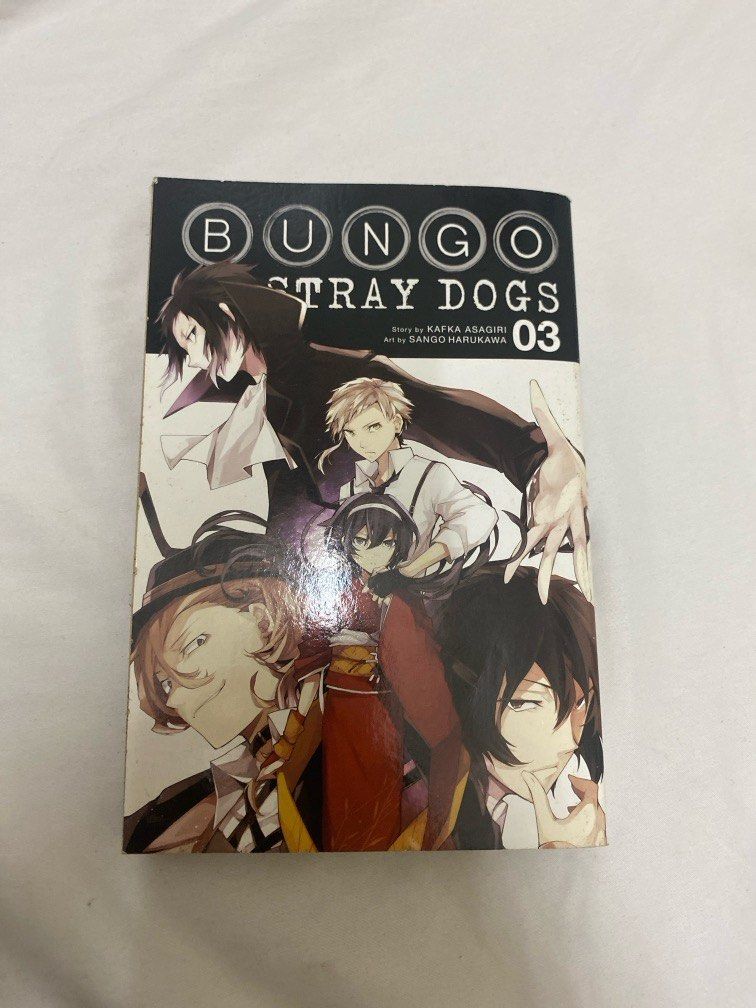 Bungo Stray Dogs Manga Volume 3 (Category: Comics & Manga) located in Manila. Submitted by astrudu333 (Listing ID 1377393821, Image 1). Description: Bungo Stray Dogs Volume 3 Pages are yellowed but minimal foxing (only on first and last pages) Bought in 2018.