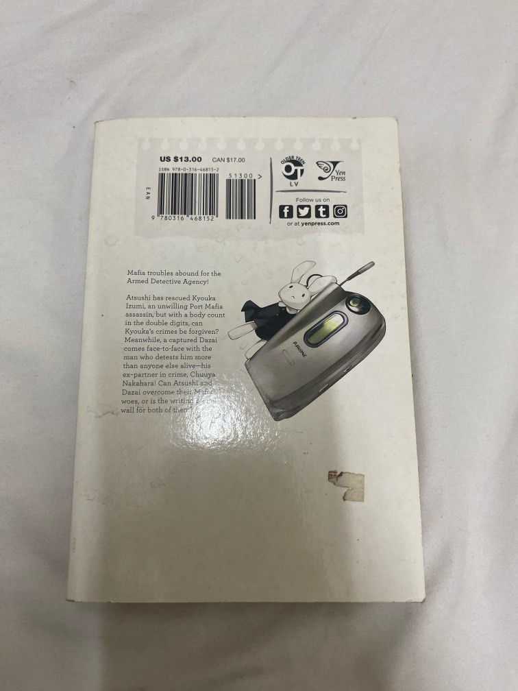 Bungo Stray Dogs Manga Volume 3 (Category: Comics & Manga) located in Manila. Submitted by astrudu333 (Listing ID 1377393821, Image 2). Description: Bungo Stray Dogs Volume 3 Pages are yellowed but minimal foxing (only on first and last pages) Bought in 2018.