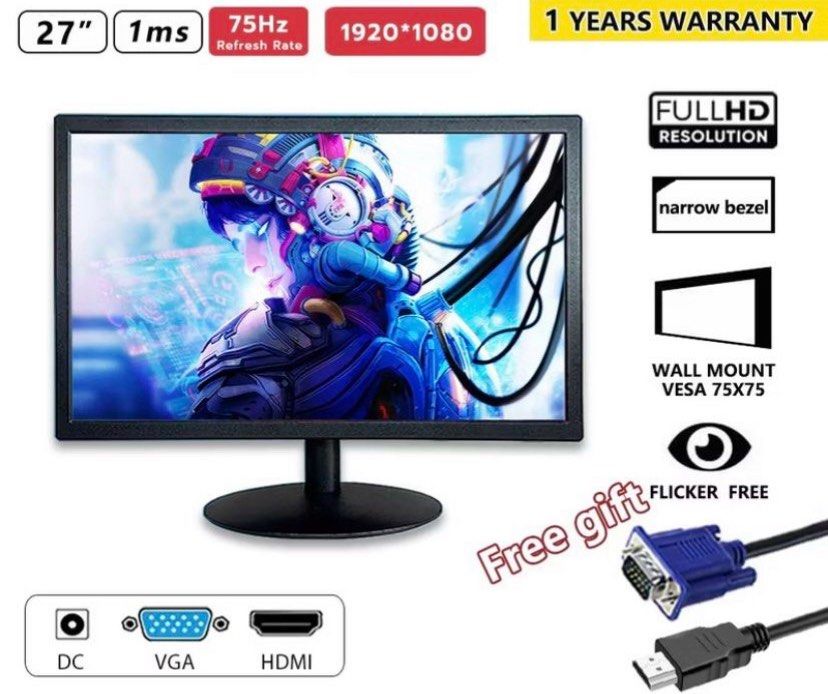CFLGR 27 inch Monitor border 75HZ, Computers & Tech, Desktops on Carousell