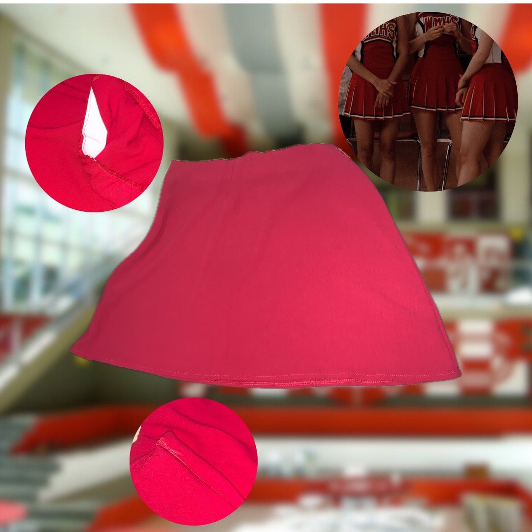 Cheerleader Red Mini Flowy Skirt (Category: Skirts) located in Quezon City. Submitted by arttstuff (Listing ID 1377490667, Image 1). Description: ❀ never been used!! ❀ has a zipper that’s not noticeable on the right side & a very stretchable garter ❀ can fit waistline 25-31 ❀ really flowy & is an a-line<3 .