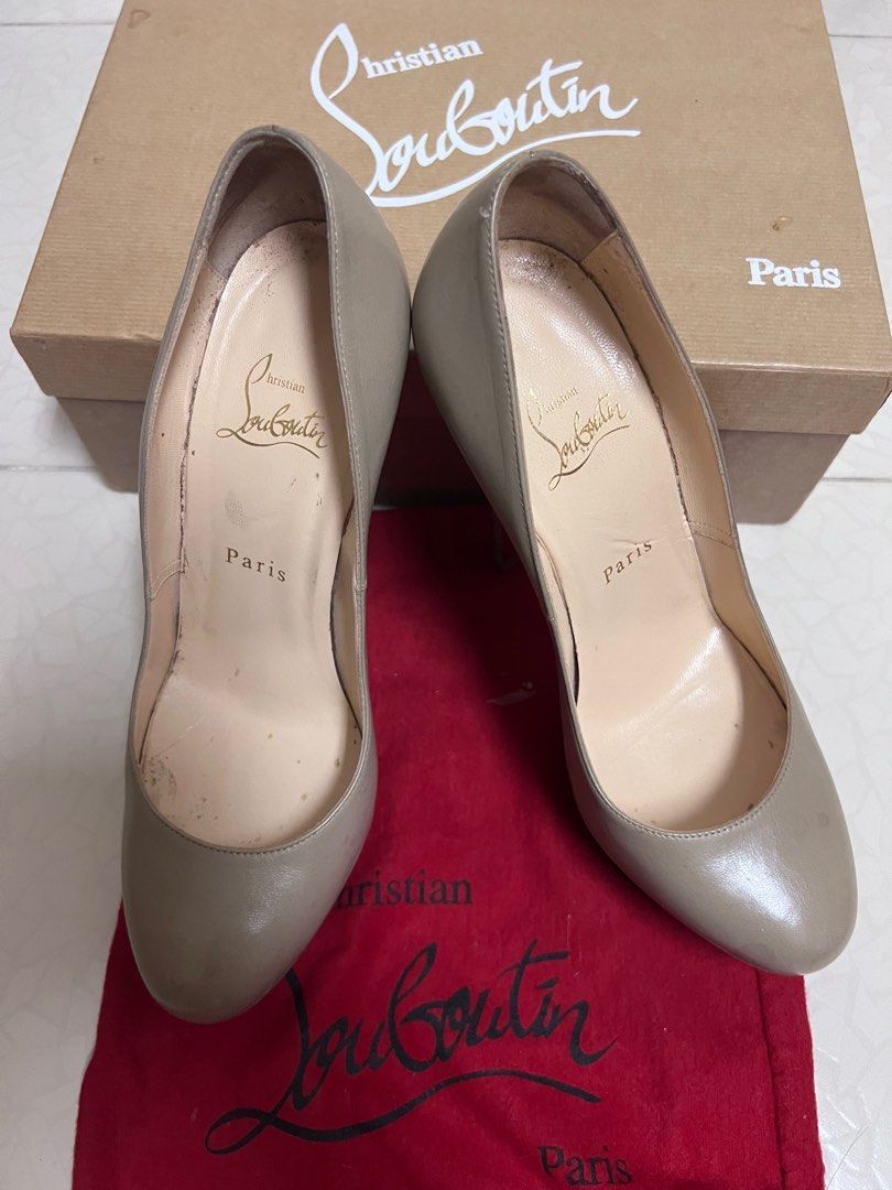 Christian Louboutin Bianca 140 Kid in Stone 38 Heels Shoes