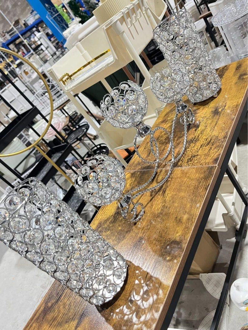 Elegant Crystal Home Decor Candle Holder Set (Category: Other Home Decor) located in Antipolo. Submitted by jvcnkl (Listing ID 1377514735, Image 1). Description: Brand New and Imported Set of 3 Crystal Candle Holder Home Decor .