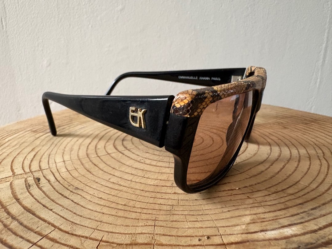 Lunettes De Soleil Vintage Emmanuelle Khanh Paris - Modèle 10640 Pt 60 Bleu/Brun - France - Très Bon état