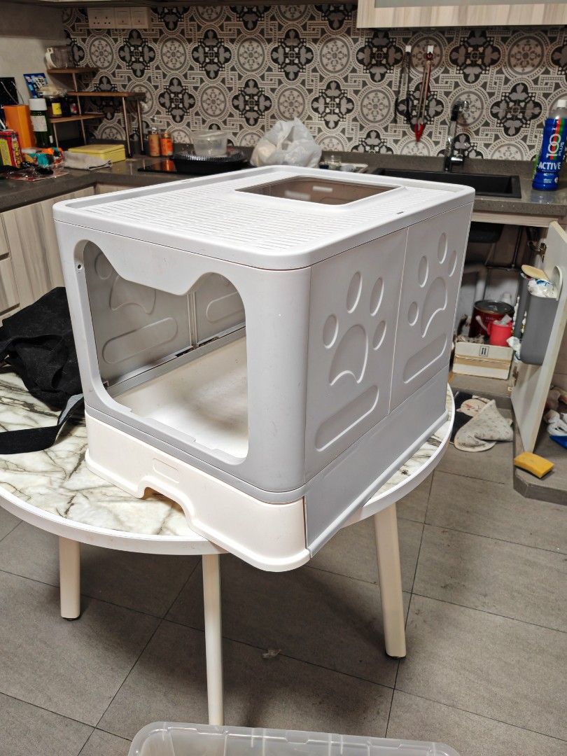 Foldable Cat Litter Box with Drawer, Pet Supplies, Homes & Other Pet