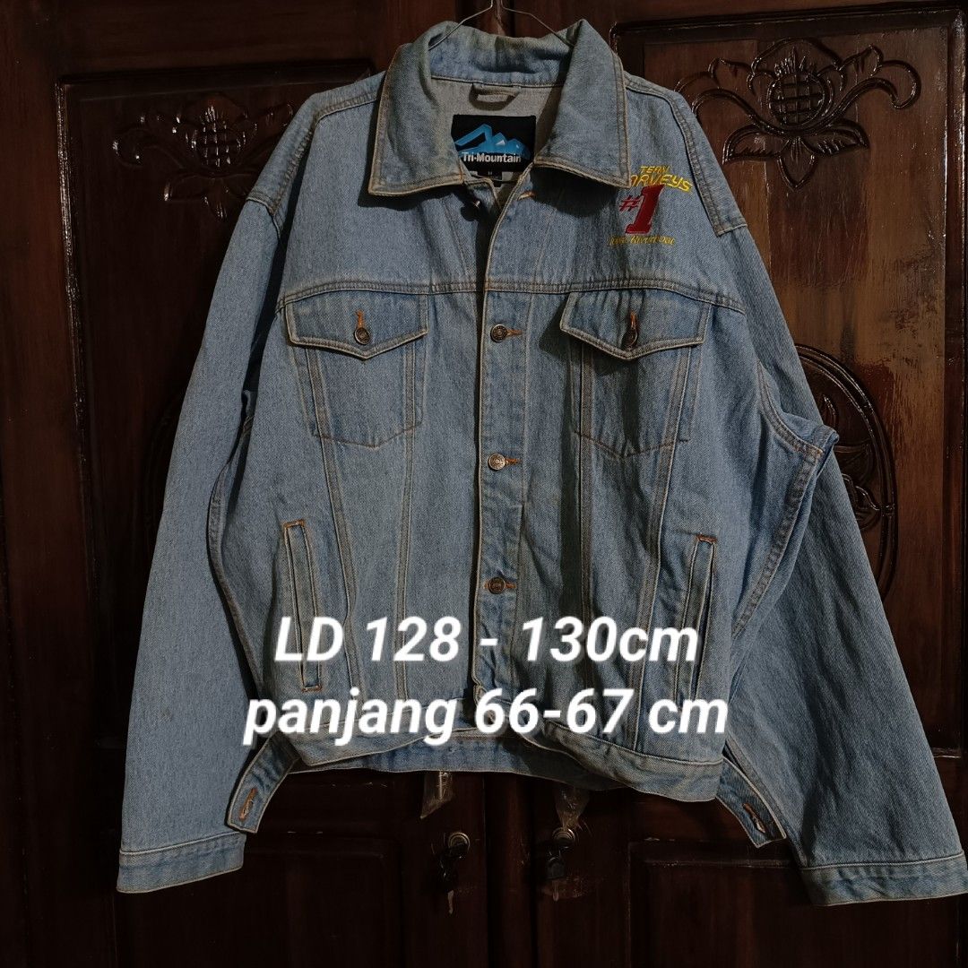 Jaket Jeans Denim Trucker Tri-Mountain Jumbo Oversize Bigsize Not Uniqlo  Zara Spao Giordano levis levi's evisu momotaro