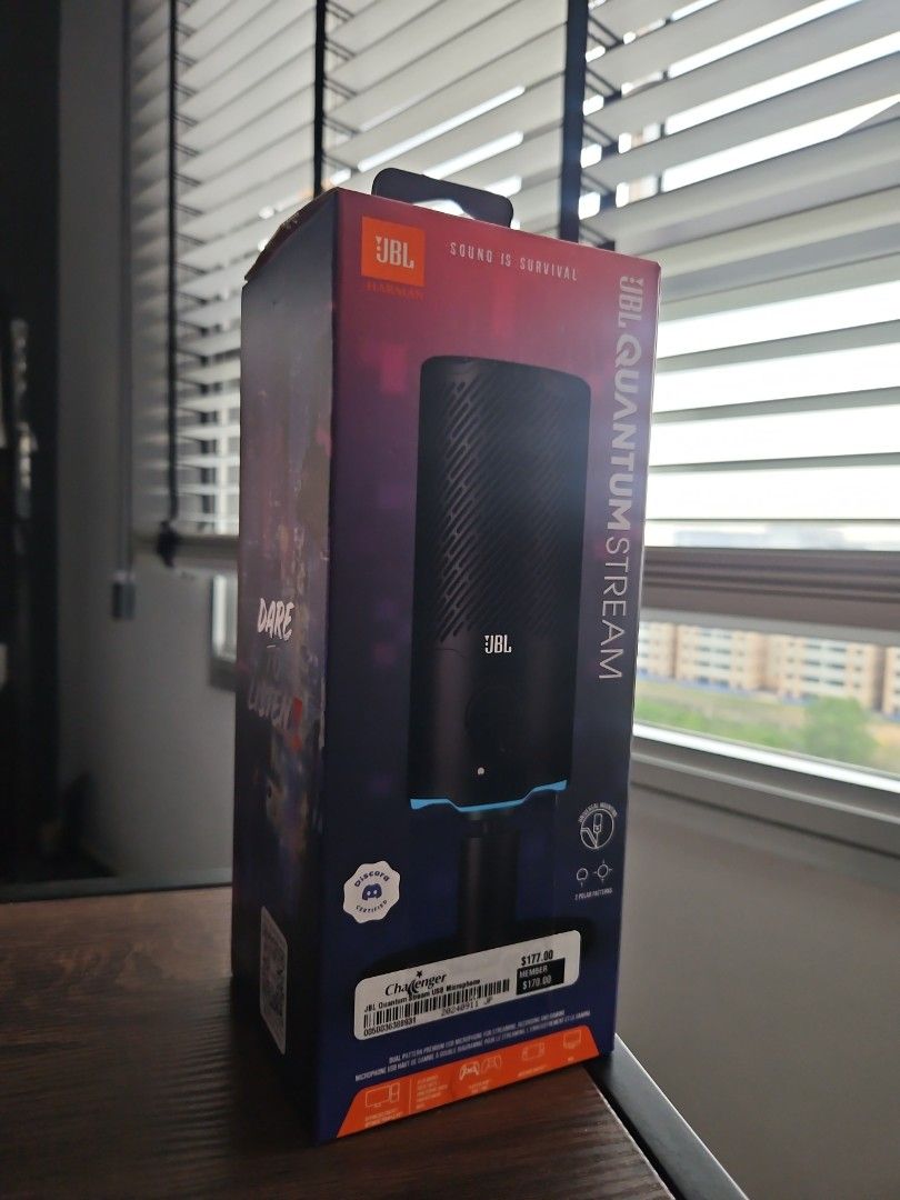 JBL Quantum Stream Speaker (Category: Soundbars, Speakers & Amplifiers) located in Singapore. Submitted by s3ll_it_right (Listing ID 1377431982, Image 1). Description: - Under-Utilized JBL Quantum Stream speaker - Perfect for streaming and discord. - Sleek black design - Comes in original packaging **Bought at challenger in sept 2024. Under utilized. Excellent condition. Interested parties can PM me..