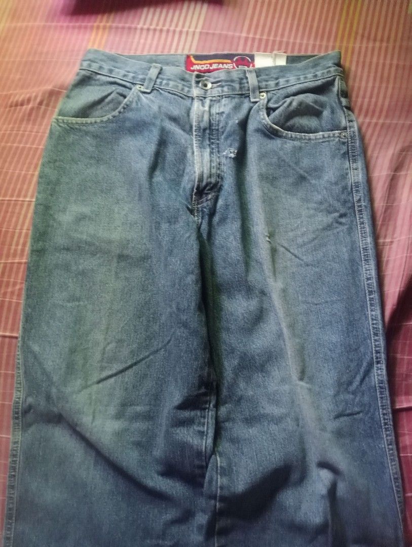 Jnco jeans (Category: Jeans) located in Bolinao. Submitted by willaskyle19427 (Listing ID 1377507581, Image 1). Description: issue: scratch sa may bulsa at pinhole sa harap DIMES SIZE-30 L-39 OPEN LEG-9.5.