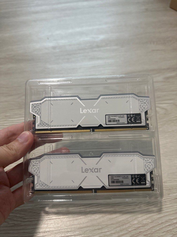 Lexar Thor DDR5 16GBx2 (Category: Computer Parts) located in Singapore. Submitted by jiweiwei (Listing ID 1377437347, Image 1). Description: used for one month as a backup while waiting for my new ram to arrive. bought locally and comes with receipt . 32GB DDR5 RAM.