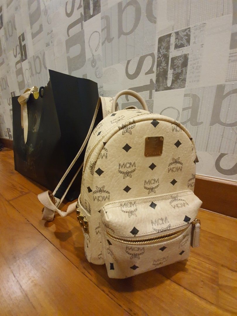MCM Mini Backpack Beige, Luxury, Bags Wallets on Carousell
