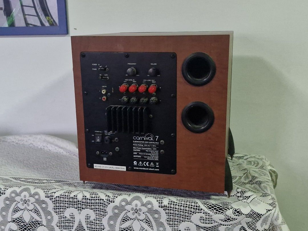 Mordaunt Short Carnival 7 Active Subwoofer 65W Class AB Home Theater Speaker 8" Woofer (Category: Soundbars, Speakers & Amplifiers) located in Singapore. Submitted by twsp_ (Listing ID 1377559611, Image 3). Description: Mordaunt-Short Carnival 7 Subwoofer Unable to Power on, otherwise was working fine before storage PM for more info.