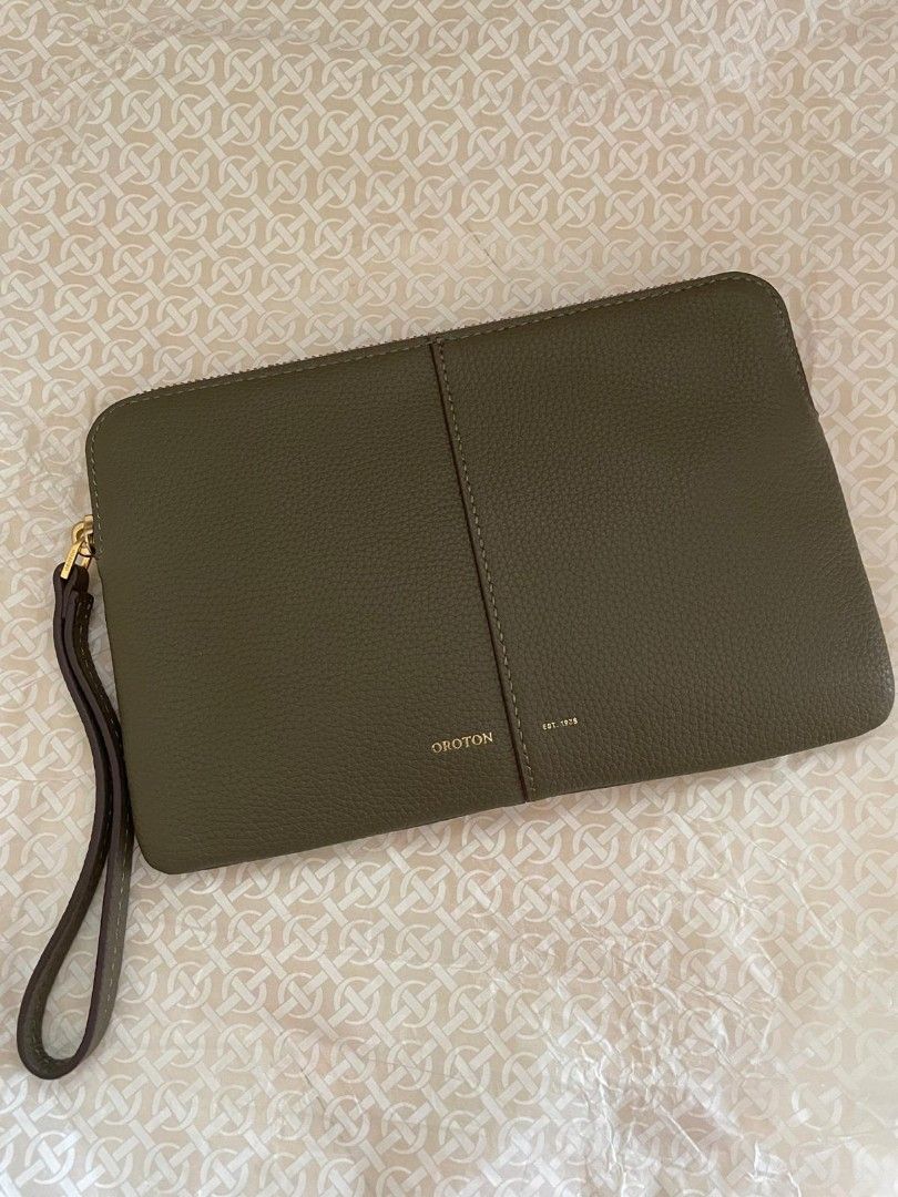 Oroton Leather Wristlet Bag Pouch Clutch, Luxury, Bags Wallets