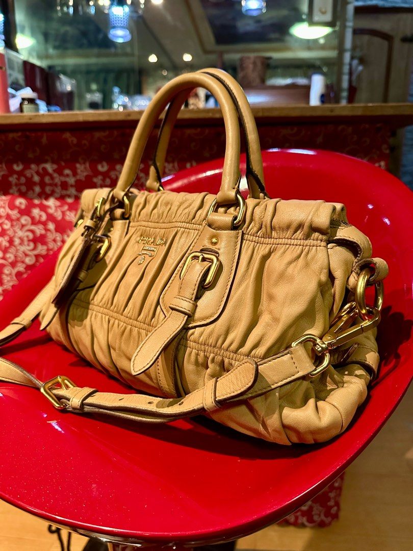 Prada Gauffre Two Way Bag (Category: Luxury Bags & Wallets) located in Pasig City. Submitted by fashionalternatives (Listing ID 1374138287, Image 2). Description: Prada Gauffre Beige Color Leather Authentic with Certificate From Japan.