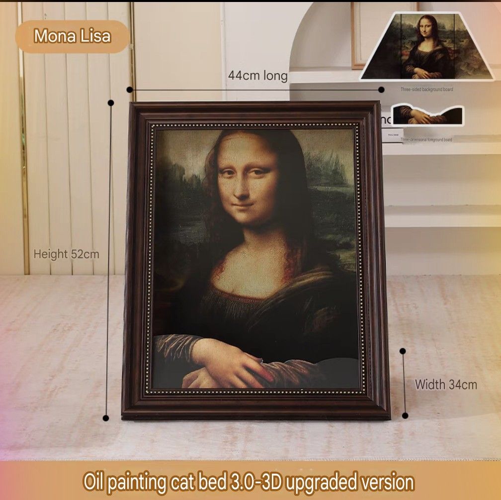 [Pre-order] Famous Oil Painting Cat Bed Cardboard | Mona Lisa Van Gogh Starry Night etc (Category: Homes & Other Pet Accessories) located in Singapore. Submitted by zakusg (Listing ID 1377380688, Image 1). Description: Shop. ee $43 ~ETA 1-3 weeks Deposit $10 to pre-order. Balance pay once the item is in SG during meet up or before delivery. (will update and show photo of box and delivery receipt) Pickup: 590017 (near Beauty World). Other location