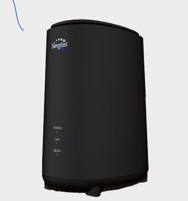 Singtel Router (Category: Networking) located in Singapore. Submitted by greenengrg (Listing ID 1377380903, Image 1). Description: - Used Singtel router - Black color - Power, LAN, and mesh indicators - Good working condition 4 pcs for sales at $70.