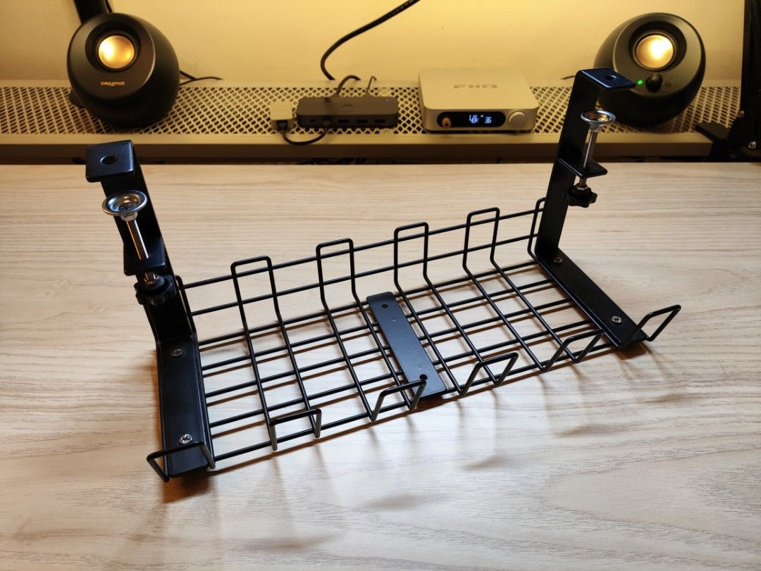 Under Desk Cable Management Tray (Category: Other Accessories) located in Singapore. Submitted by 3molga (Listing ID 1377439538, Image 1). Description: WTS Under Desk Cable Management Tray Comes with two clamp points to mount to your desk, and sufficient size for cables/power bricks/surge protectors. Deal by meetup at Outram Park MRT or Harbourfront MRT, other locations in the area can be discussed. Cash/Paynow only, thanks!.