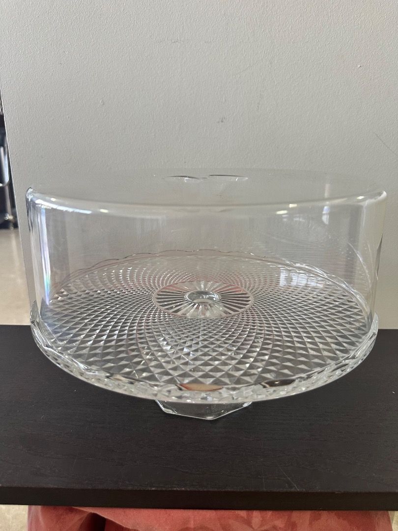 Vintage Glass Cake Stand with Dome
