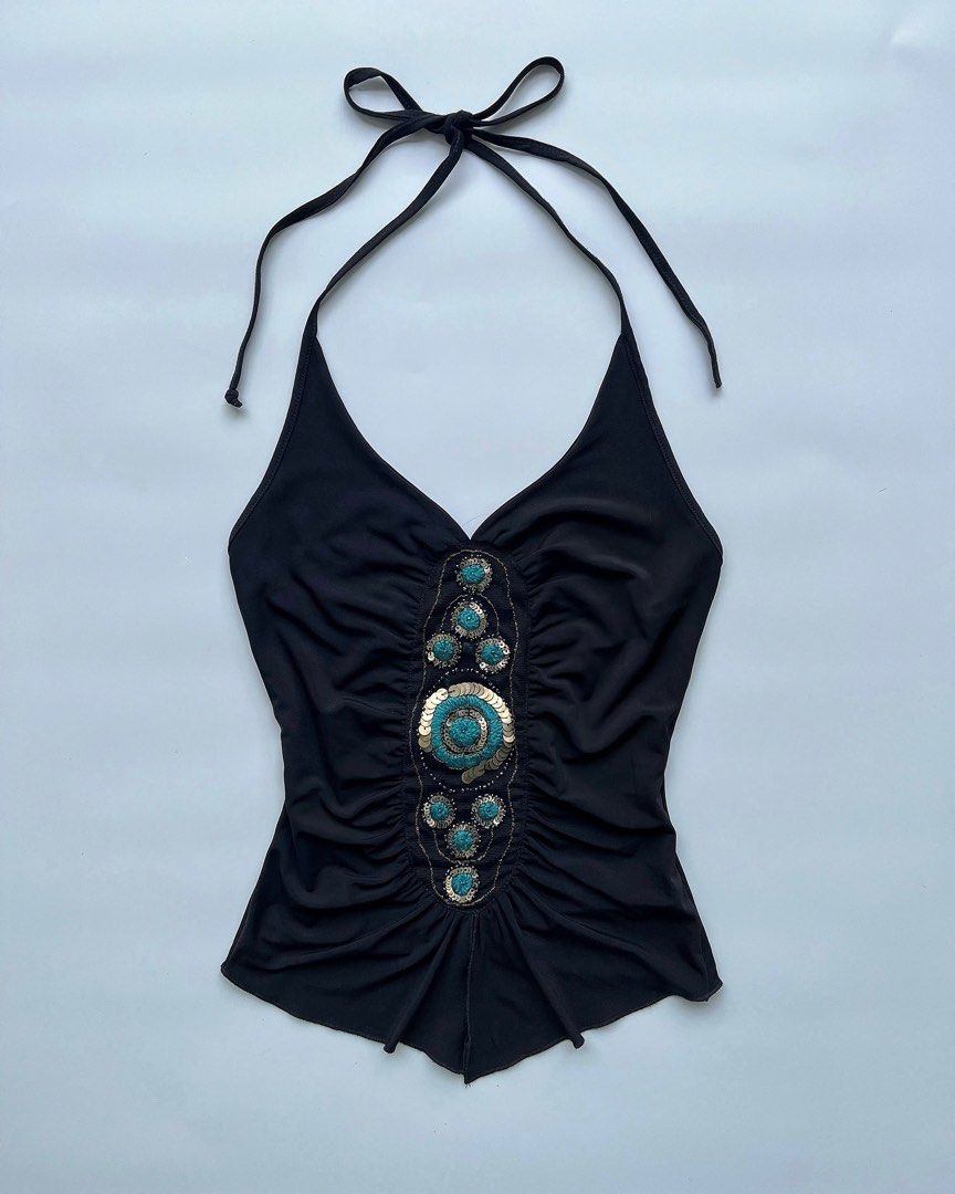 Y2K Sleeveless Coquette Halter Top