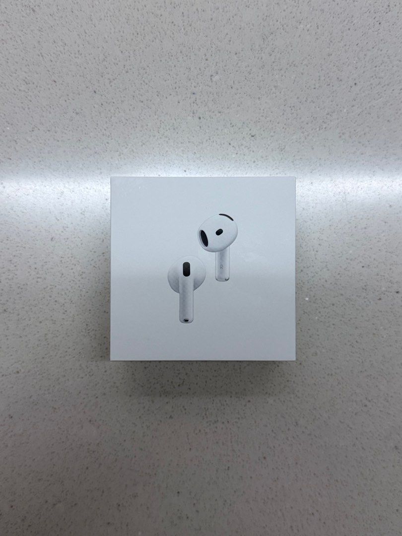 AirPods 4 with Active Noise Cancellation (Apple/ANC) (Category: Earphones) located in Singapore. Submitted by snaplistsell (Listing ID 1377728091, Image 1). Description: - 100% authentic (slide 2) - Brand new in box with tags intact (slide 3) - Comes with Apple bag (slide 4) - U.P. S$249.00 (last slide).