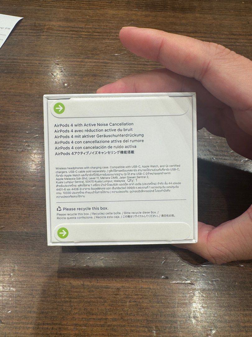 Apple AirPods 4 with Active Noise Cancellation (Category: Earphones) located in Singapore. Submitted by kbechma (Listing ID 1377675442, Image 2). Description: Brand new Apple AirPods 4 with Active Noise Cancellation. Comes in original packaging. Model A3053/A3054. Includes charging case. Perfect for listening to music or taking calls. Ready to be shipped or collect. .
