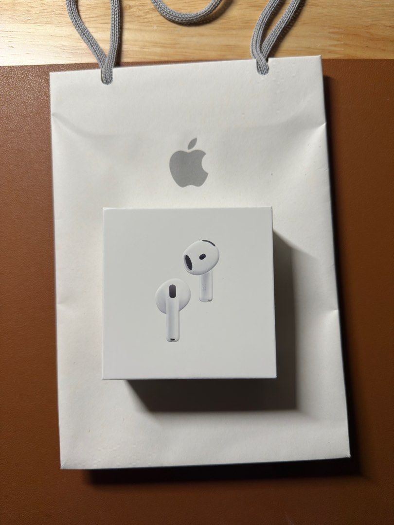 Apple AirPods 4 with active noise cancellation (ANC) (Category: Earphones) located in Singapore. Submitted by dinosaureater (Listing ID 1377730343, Image 1). Description: Brand new apple AirPods 4 with active boise cancellation -Comes with apple bag -retails for $249 -100% authentic with online invoice provided of purchase from apple.sg.