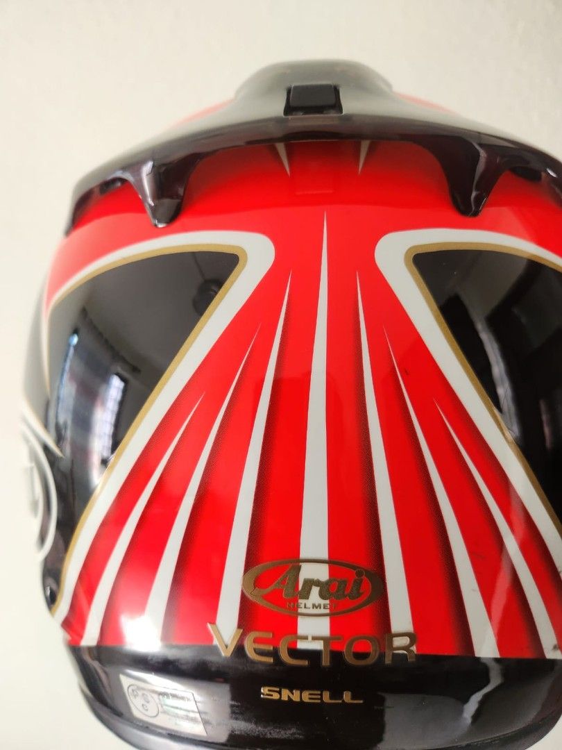 Arai Helmet (Category: Motorcycle Apparel) located in Singapore. Submitted by max2380 (Listing ID 1377653971, Image 3). Description: Arai vector helmet, size small seldom use still in good condition Internal sponge and rubbers all replaced to brand new.