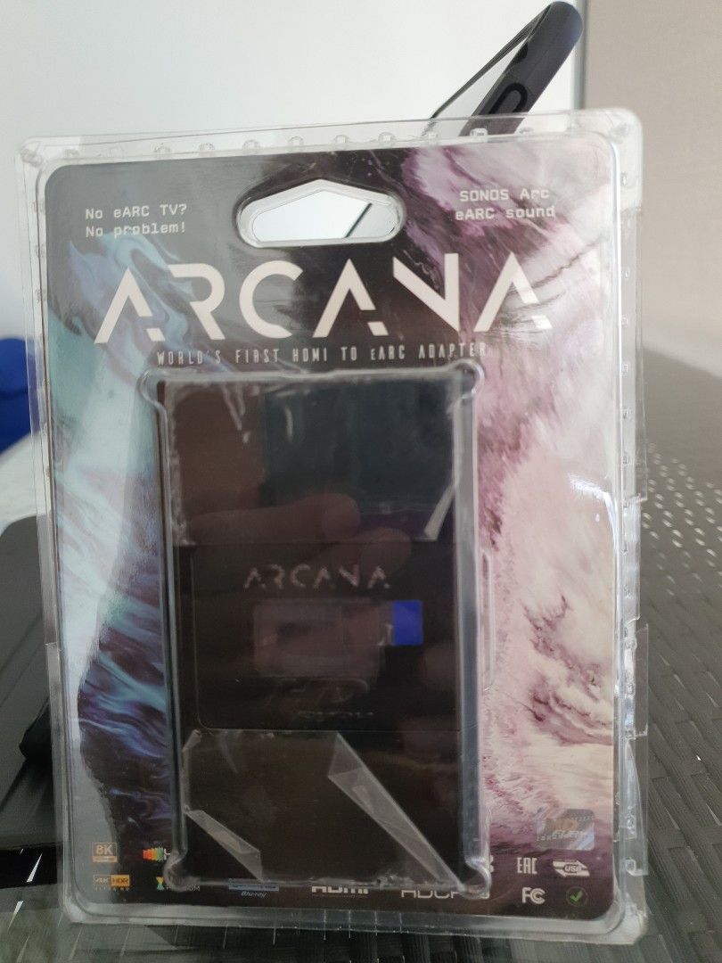 ARCANA HDMI to ARC Adapter (Category: Cables & Adaptors) located in Singapore. Submitted by vinljp (Listing ID 1377635869, Image 1). Description: - ARCANA HDMI to ARC adapter. - Connects any HDMI source to an ARC sound system. - Supports high-quality audio formats including: - Dolby Atmos - Dolby TrueHD - Dolby MAT Atmos - DTS-X - DTS-HD Master Audio - And older formats. - Made in Taiwan..