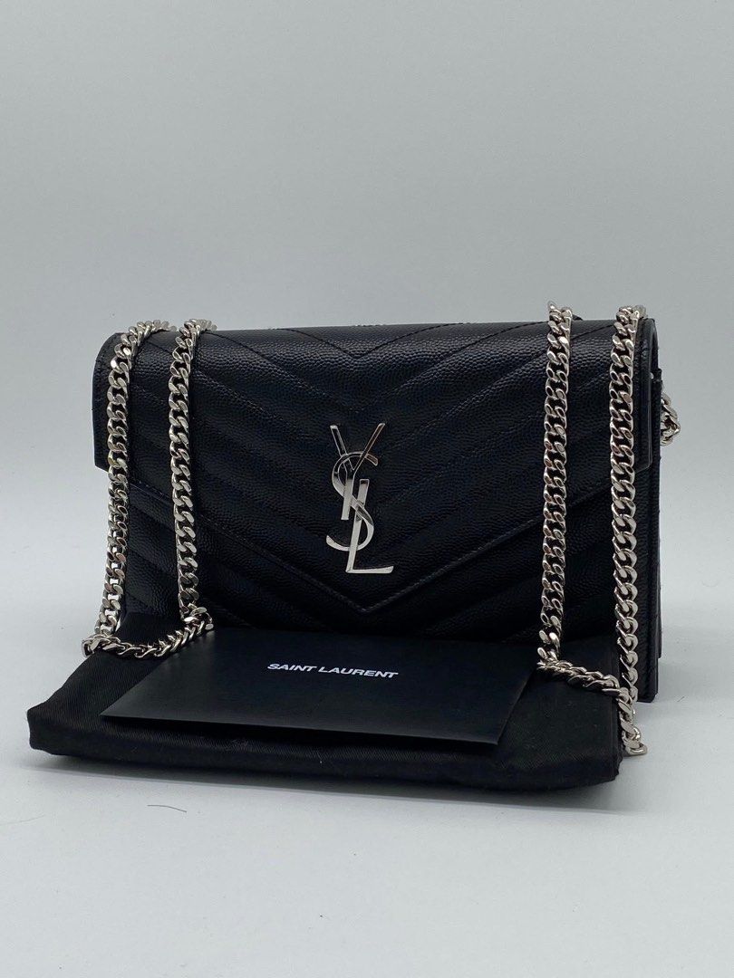 Authentic YSL Woc Envelope Chain Wallet Small ✨ (Category: Luxury Bags & Wallets) located in Quezon City. Submitted by jhaediah (Listing ID 1377705698, Image 1). Description: YSL Woc Envelope Chain Wallet Small ✨ Authentic | Rank A Condition. Inclusion: Booklet, Dust Bag, Official Receit And Box.