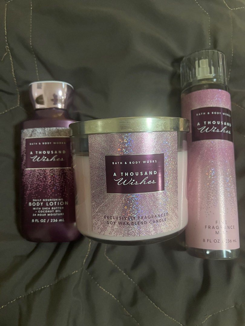 Bath and Body Works Set (A thousand Wishes) (Category: Bath) located in Quezon City. Submitted by worldofC (Listing ID 1377669985, Image 1). Description: Brand new and authentic On hand.