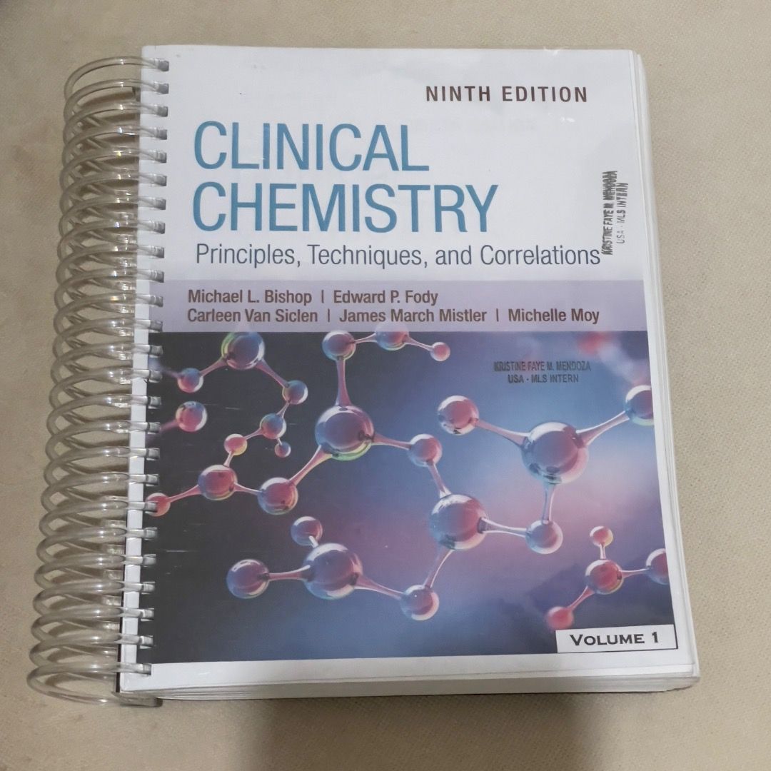 Bishop Clinical Chemistry Medtech Book (Category: Textbooks) located in Iloilo. Submitted by fmmchr (Listing ID 1377612222, Image 1). Description: Bishop Clinical Chemistry Ninth Edition - Little to no writings and highlights inside - Three Volumes (279 each, 549 if all) - Coil Ringbind Notebook Size - Shipping fee is shouldered by the buyer - Price is negotiable if buying 3-5 books.