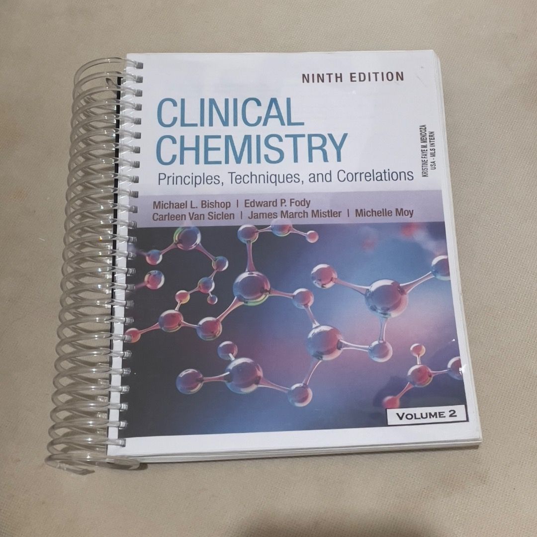 Bishop Clinical Chemistry Medtech Book (Category: Textbooks) located in Iloilo. Submitted by fmmchr (Listing ID 1377612222, Image 2). Description: Bishop Clinical Chemistry Ninth Edition - Little to no writings and highlights inside - Three Volumes (279 each, 549 if all) - Coil Ringbind Notebook Size - Shipping fee is shouldered by the buyer - Price is negotiable if buying 3-5 books.