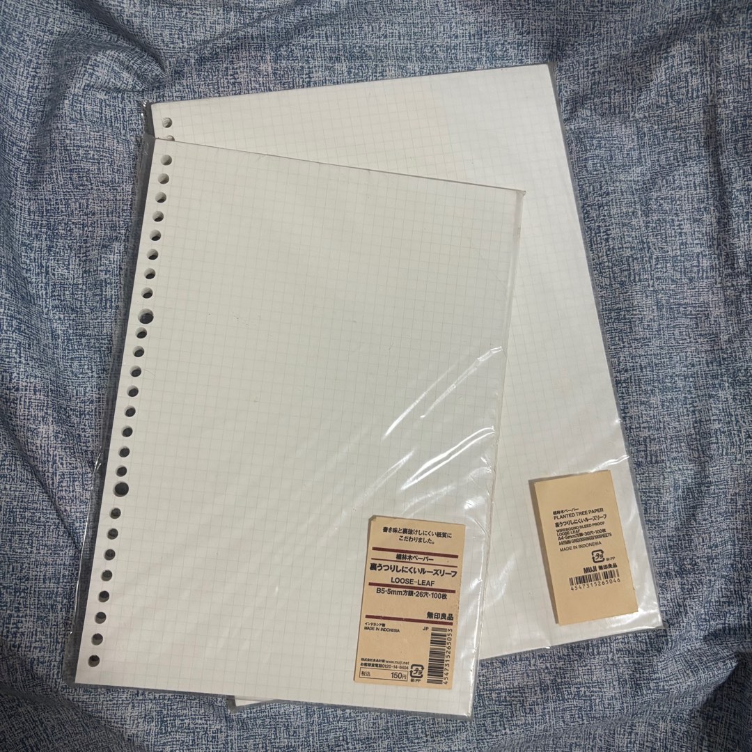 bnip muji grid loose leaf paper (A4 and B5), Hobbies & Toys, Stationery ...