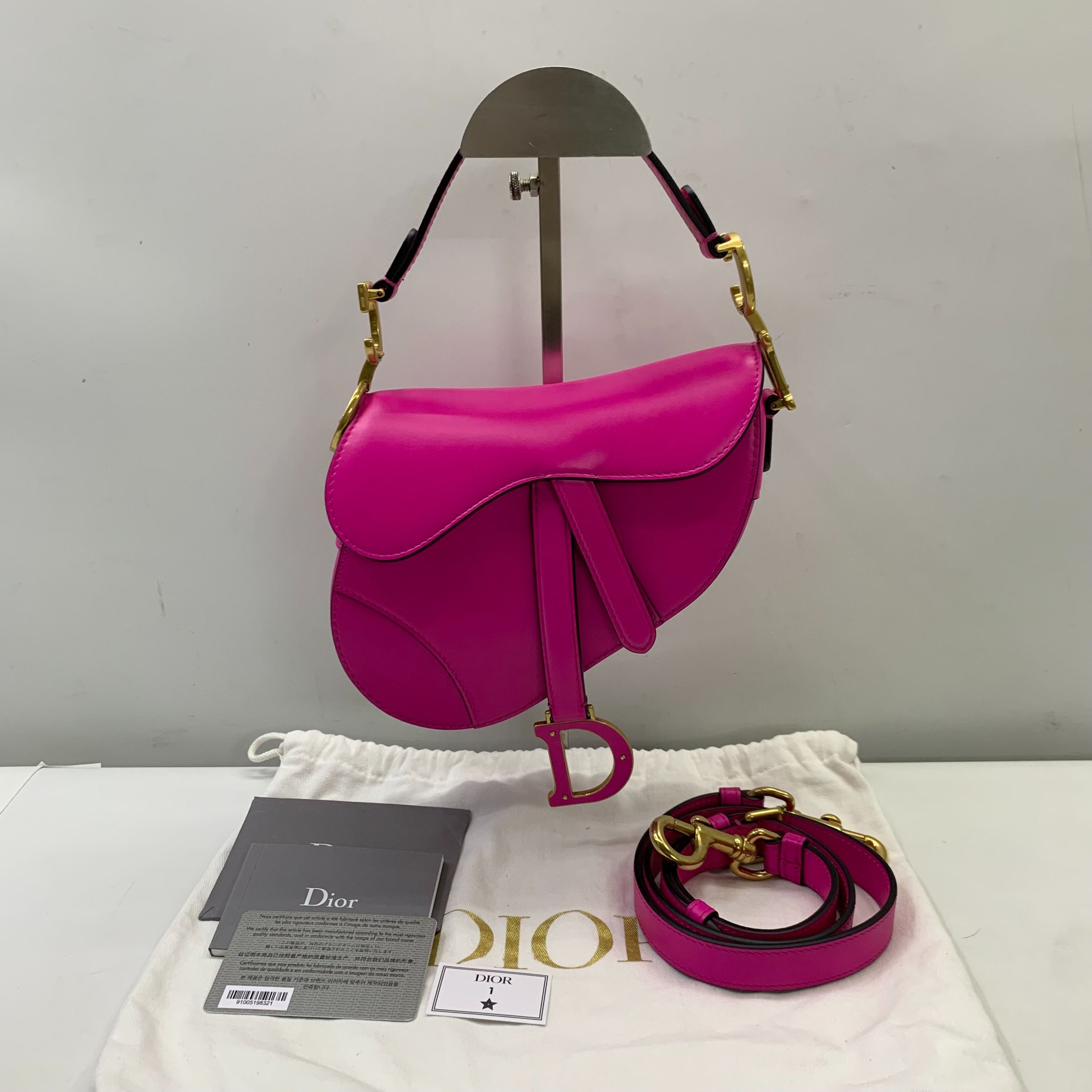 DIOR BAG HOT PINK SADDLE MINI 2WAY SMOOTH CALFSKIN SHOULDER