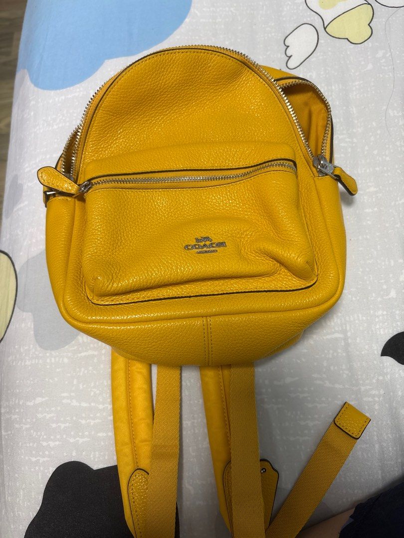 Like New! Coach Mini Charlie Backpack Yellow Pebbled Leather F38263 F38263 Mini Charlie Coach Backpack - Honey/ Mustard Yellow  main image 3