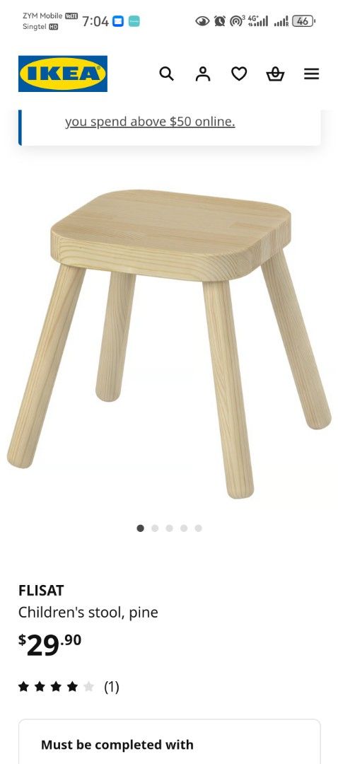 IKEA Stool (Category: Kids' Tables & Chairs) located in Singapore. Submitted by anmin.wang920 (Listing ID 1377675288, Image 3). Description: IKEA kids stool chairs Mammut original price $ 12.9, now$3 Flisat (wood) original price 29.9. Now $10 If you get both $12..