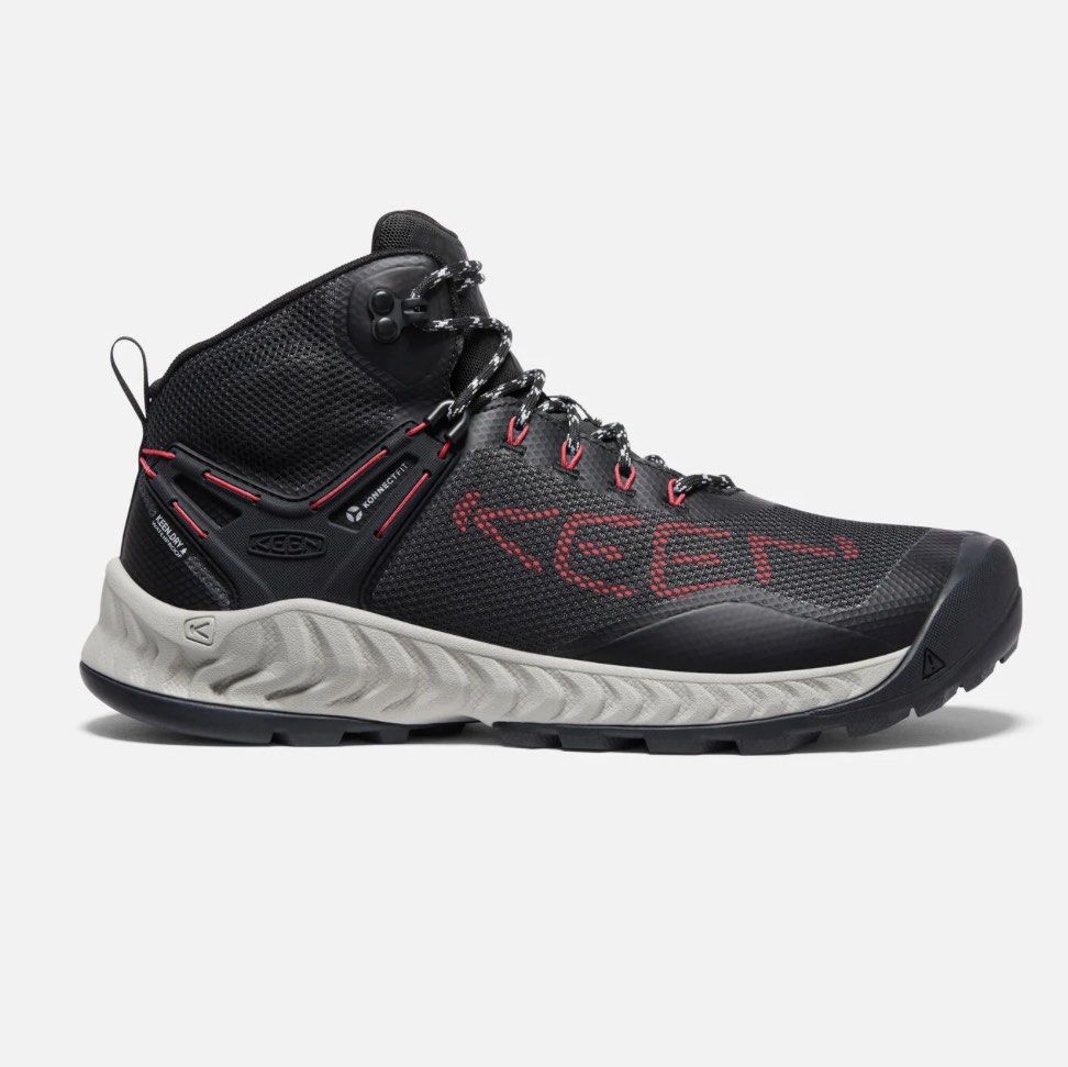 KEEN Tempo Flex Mid Waterproof Hiking Boots (Category: Boots) located in Singapore. Submitted by sgsellerxvii (Listing ID 1377654827, Image 1). Description: Brand New Un-used Trekking Shoes. Selling it as I cancelled my trekking plans Market price is SGD 129. Asking price - 100 Size us11.5 KEEN Tempo Flex Mid Waterproof hiking boots. Black with red accents. Features a durable, waterproof design. Perfect for outdoor adventures. Excellent condition
