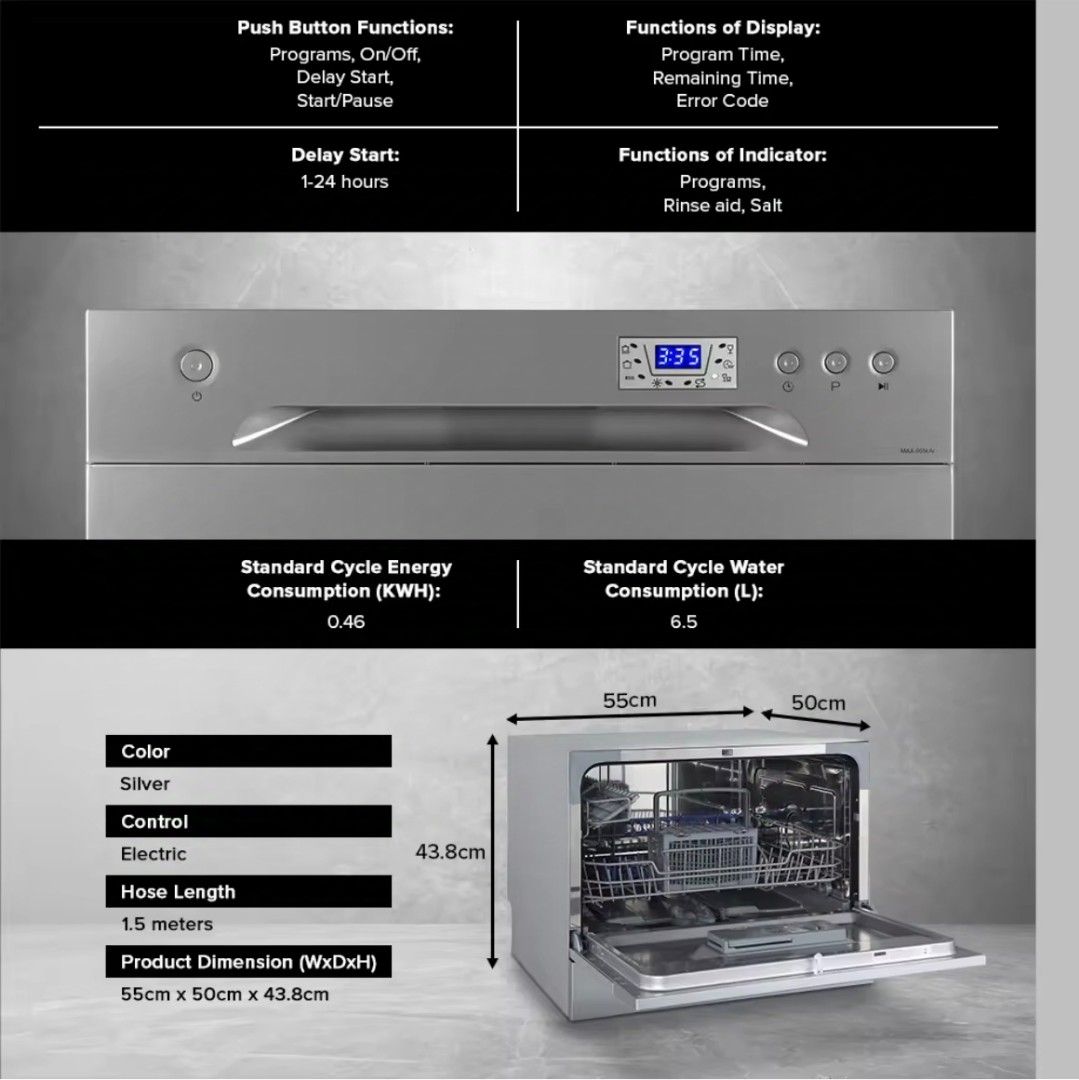 Maximus dishwasher ( Brand new with box ) (Category: Dishwasher) located in Cavite. Submitted by teyradam (Listing ID 1377572491, Image 3). Description: MAXIMUS Tabletop dishwasher Brand new with box free dishwasher salt.