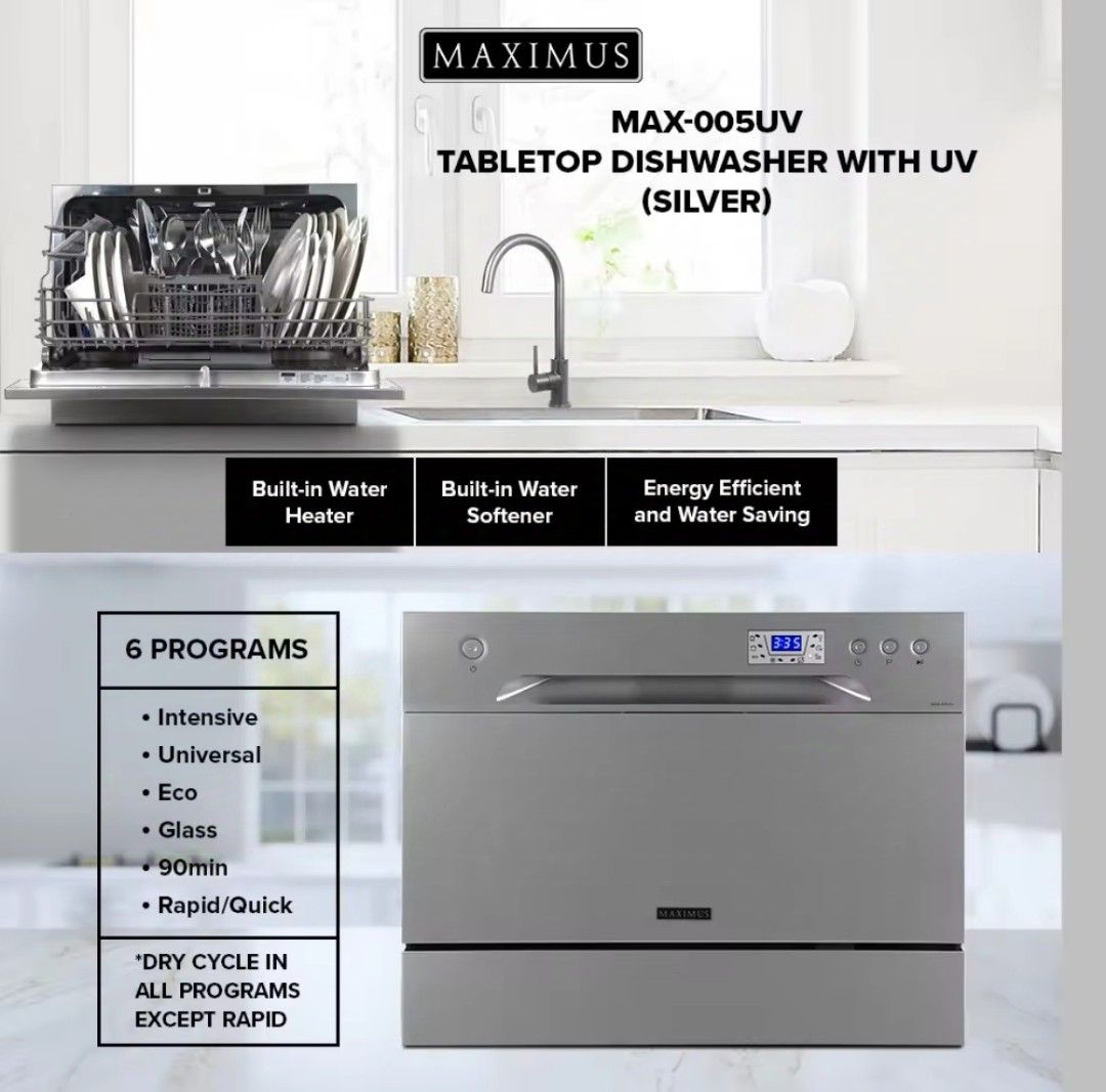 Maximus dishwasher ( Brand new with box ) (Category: Dishwasher) located in Cavite. Submitted by teyradam (Listing ID 1377572491, Image 2). Description: MAXIMUS Tabletop dishwasher Brand new with box free dishwasher salt.