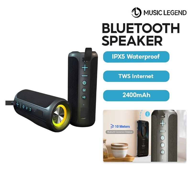 Music Legend Bluetooth Speaker T11 (Category: Soundbars, Speakers & Amplifiers) located in Singapore. Submitted by i.commmobile (Listing ID 1377635569, Image 1). Description: ● 9 core functions ● Give you a new experience ● 2*10W Dual speakers ● DSP bass boost ● Lossless Audio Player ● IPX5 waterproof ● TWS Internet ● 4 hours of charging ● 2400mAh battery capacity ● High-speed Bluetooth 5.1 ● AUX input.