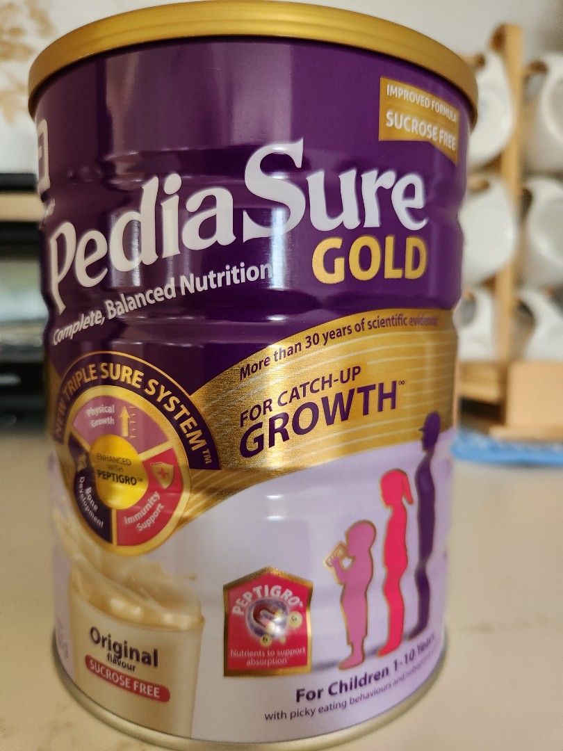 Pediasure Gold Original - For Catch-Up Growth (Category: Breastfeeding & Bottle Feeding) located in Singapore. Submitted by jimchoo155 (Listing ID 1377715827, Image 1). Description: - Unopened Pediasure Gold Original formula - Suitable for children aged 1-10 years - Promotes catch-up growth - Sucrose-free Buy all 6 tins, and further discount $20 - Expiry date: Sept 2026 - deal at Clementi Selling because child transited to fresh milk.
