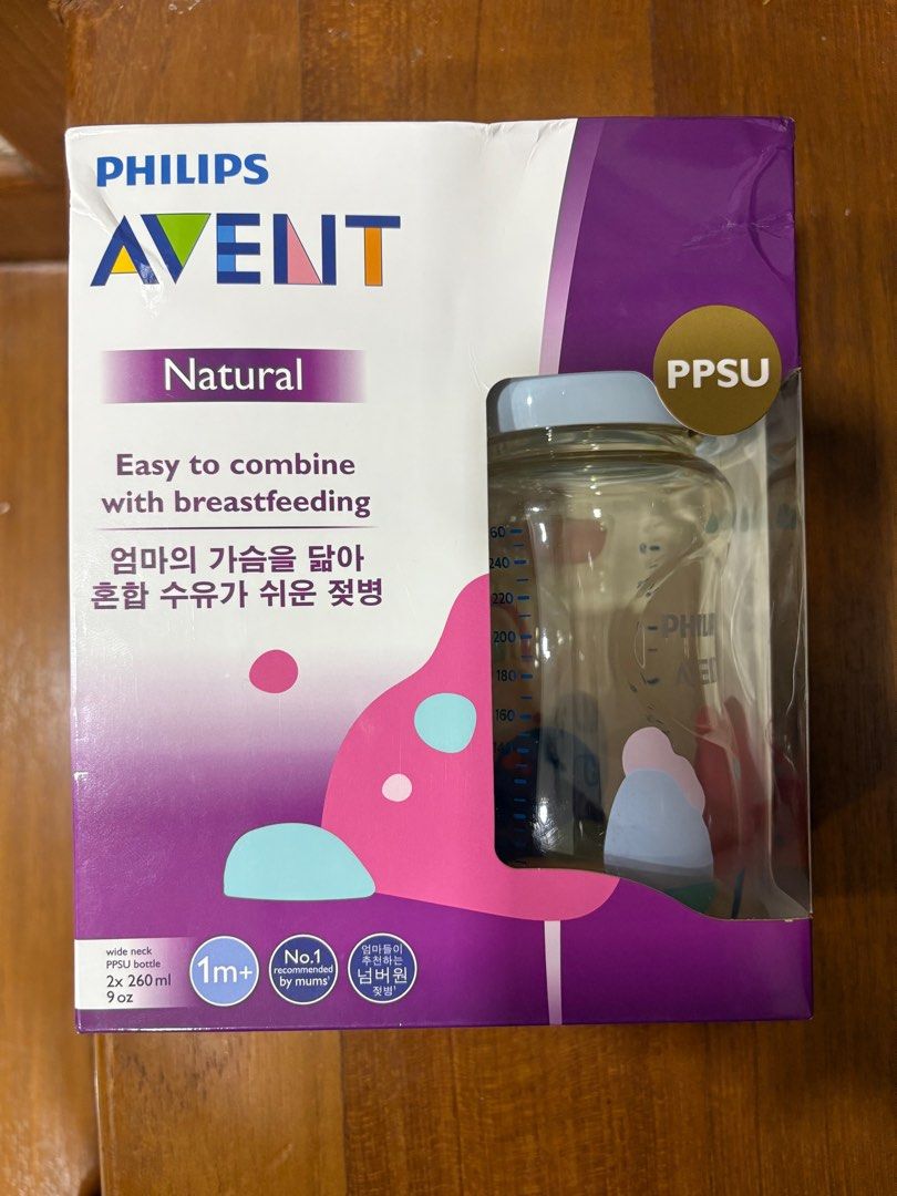 Philips Avent Natural PPSU Baby Bottle 260ml (Category: Breastfeeding & Bottle Feeding) located in Singapore. Submitted by emeralds2324 (Listing ID 1377651286, Image 1). Description: Brand new Philips Avent Natural PPSU baby bottles (2x 260ml). Designed for easy breastfeeding combination. Suitable for babies 1 month+. Comes in original packaging..