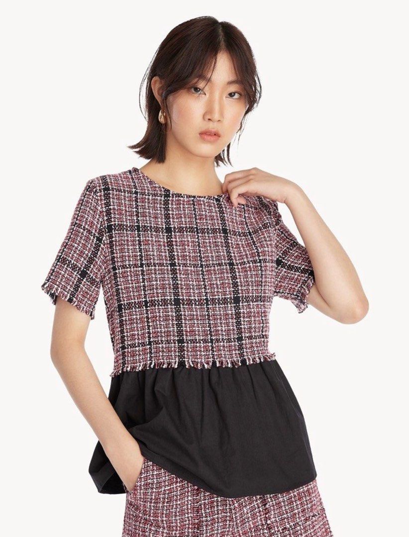 POMELO Red Tweed Top & Shorts Set (Category: Sets or Coordinates) located in Quezon City. Submitted by graceunderpressure (Listing ID 1377735800, Image 1). Description: POMELO Red Tweed Set - Top & Shorts - Retail is originally 3k+++ (php1,700 for the shorts only) - sold as set - Very good condition - both in size SMALL PM for any questions! 🫶🏻.