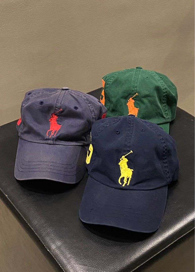 Ralph Lauren Caps (Category: Caps & Hats) located in Quezon City. Submitted by base7 (Listing ID 1377739334, Image 1). Description: Blue Cap, Yellow Pony (SOLD) Blue Cap, Red Pony - P800 Green Cap, Orange Pony - P800 P1500 take all remaining.