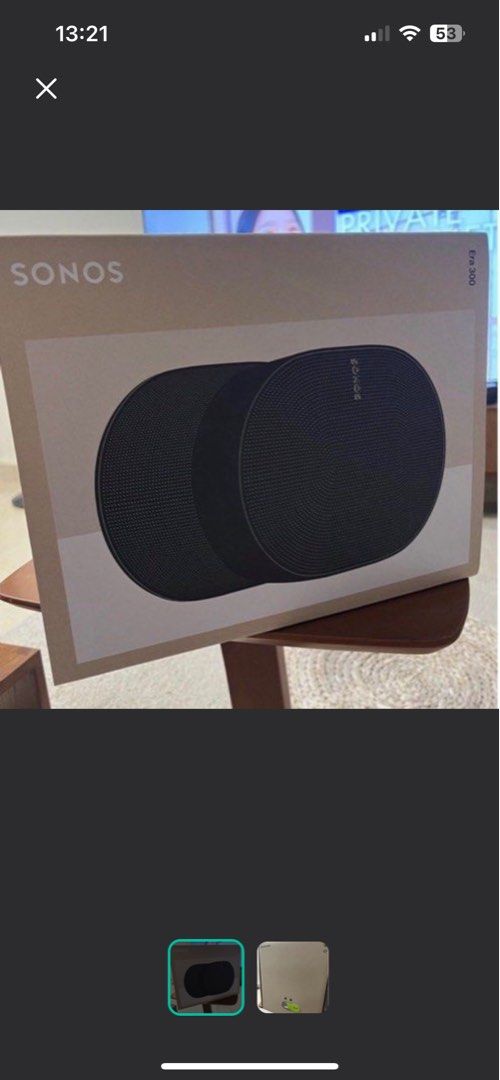 Sonos Era 300 Premium Smart Speaker - Brand New (Category: Soundbars, Speakers & Amplifiers) located in Singapore. Submitted by aetherano (Listing ID 1377702494, Image 1). Description: Brand new unsealed. Decided to stick with my existing samsung soundbar. Local warranty with TC acoustic, not yet activated..