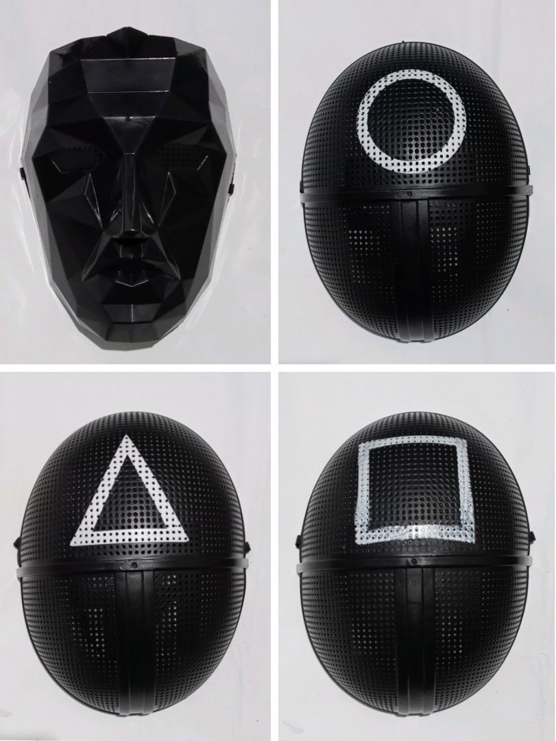 Squid Game Mask (Category: Western Merchandise) located in Quezon City. Submitted by meowskara (Listing ID 1377641882, Image 1). Description: Pick up: Quezon City, thru Lalamove or Grab to be booked by buyer. Adult sized. ₱150 - 3 shapes ₱180 - Boss NO JOY RESERVERS. Legit and asap buyers only. PM for details and for faster transaction. Thank you.😊🍀.